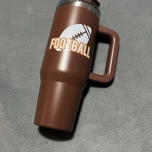 40oz stainless steel Green "Game Day" Football tumbler with Handle Lid &‎ Straw